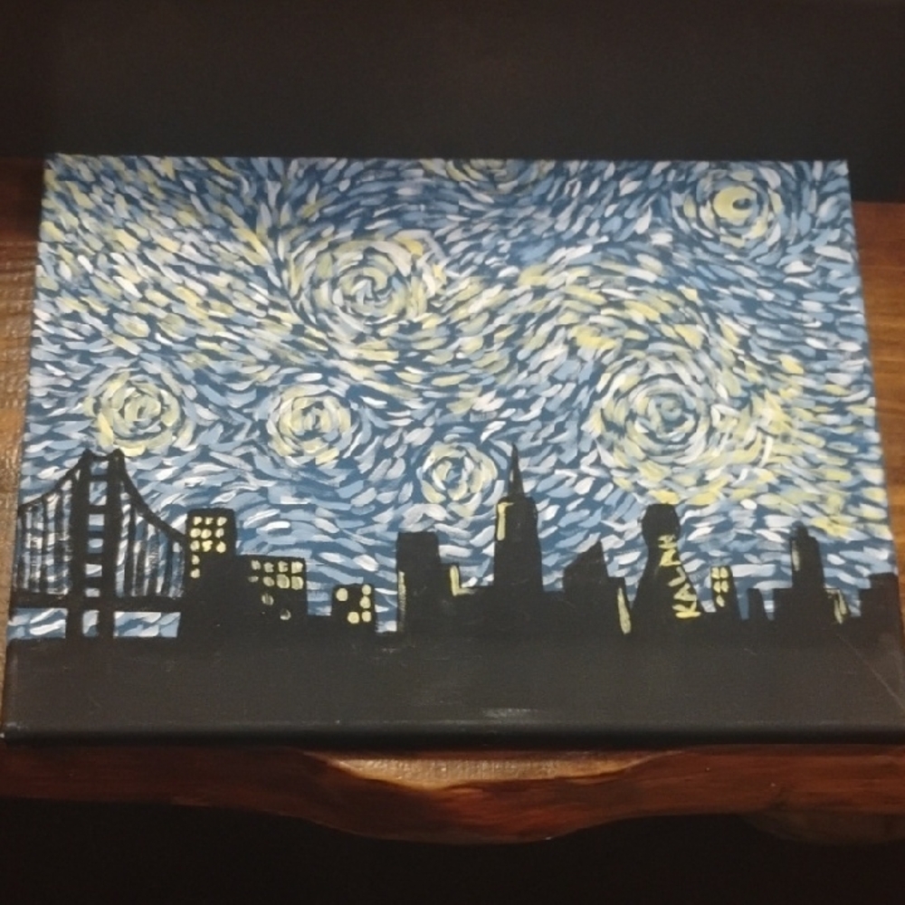 Starry Night Cityscape Canvas Art